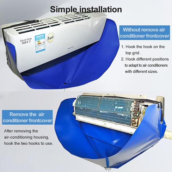 Ac Cleaning Bag with Wall Protection Cloth, Professional Mini Split Cleaning Bag, Split Ac Unit Cleaning Bag, Ac Cleaning Kit, Air Conditioner Cleaning Cover Bag