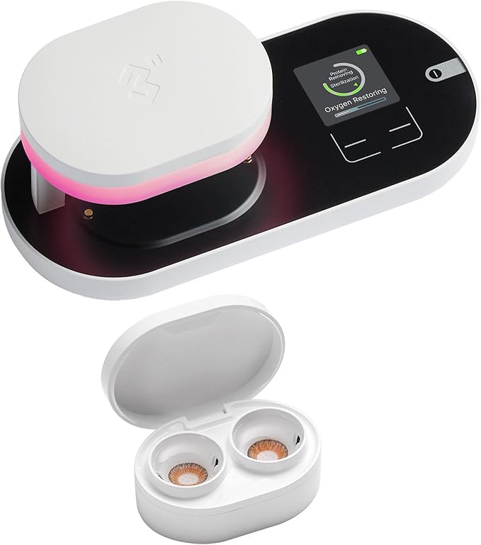 ReO2 Gen6 Soft Contact Lens Cleaner for Moisture Retention, Advanced Cleaning Solution with Electrophoresis Technology, Deep Clean and Rehydrate in 10 Min, with Mirror and Tweezer (White)