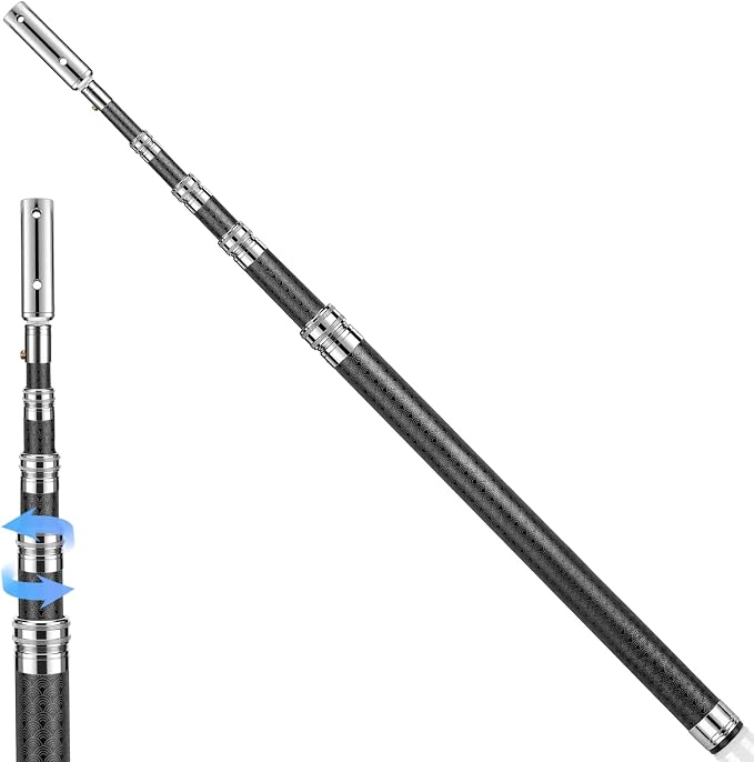 Pool Pole Carbon Fiber 16 FT, Heavy Duty Telescopic Pool Pole, Adjustable Swimming Pool Pole, Lightweight Extendable Pool Cleaning Pole for Skimmer Net, Pool Brush Vacuum, Universal 1-1/4" Accessories