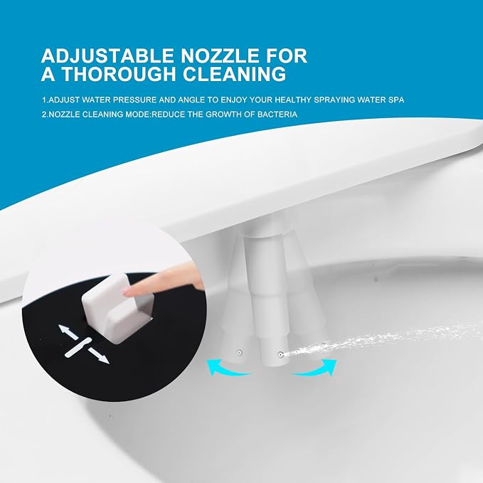 GLIGAM Bidet Attachment for Toilet Warm Water,Hot and Cold Bidet Attachment,Ultra-Slim Non-Electric Bidet Attachment for Frontal/Rear Wash, with Pressure & Angle Controls,Easy to install