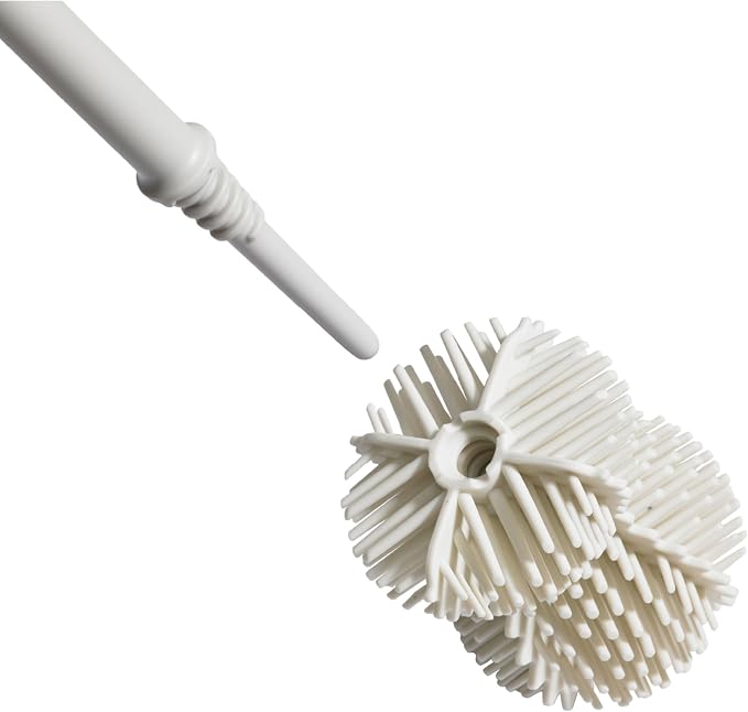ReBorn Recycled Toilet Brush - Bathroom Toilet Bowl Brush & Holder - Anti Drip 360° Hourglass Brush Head - Closed Fit Storage Cover - Replaceable Heads - Made in Britain (Stone)
