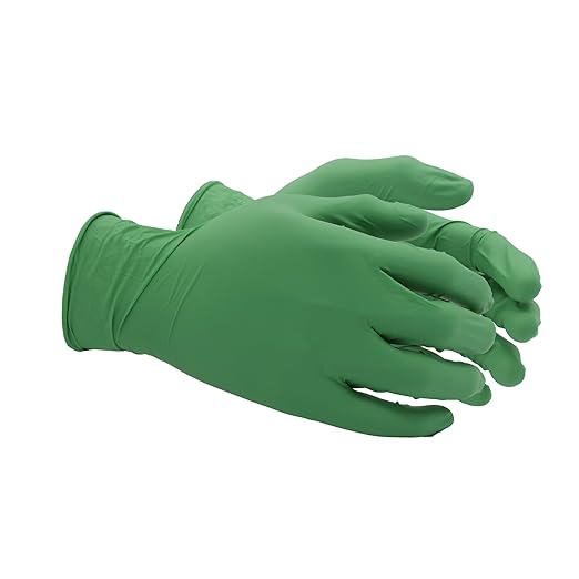 SHOWA 6110PF Sustainable EBT Latex-Free, Powder-Free, Nitrile Disposable Single Use Safety Gloves, 4 Mil, 9.5" Length, X-Large (1 Box/100 Gloves)