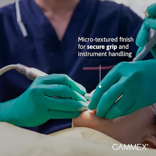 Ansell GAMMEX Non-Latex Micro-Texture Neoprene Surgical Gloves for Healthcare, Size 8 Green (Box of 50)