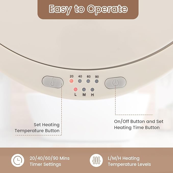 Giantex Towel Warmer Bucket, 23L Large Hot Towel Bucket for Bathroom Spa, Wood Handle, 3 Heating Modes, Adjustable Timer & Auto Shut Off, Fits Up to Two 40" x 70" Oversized Towels, Blankets, Gray