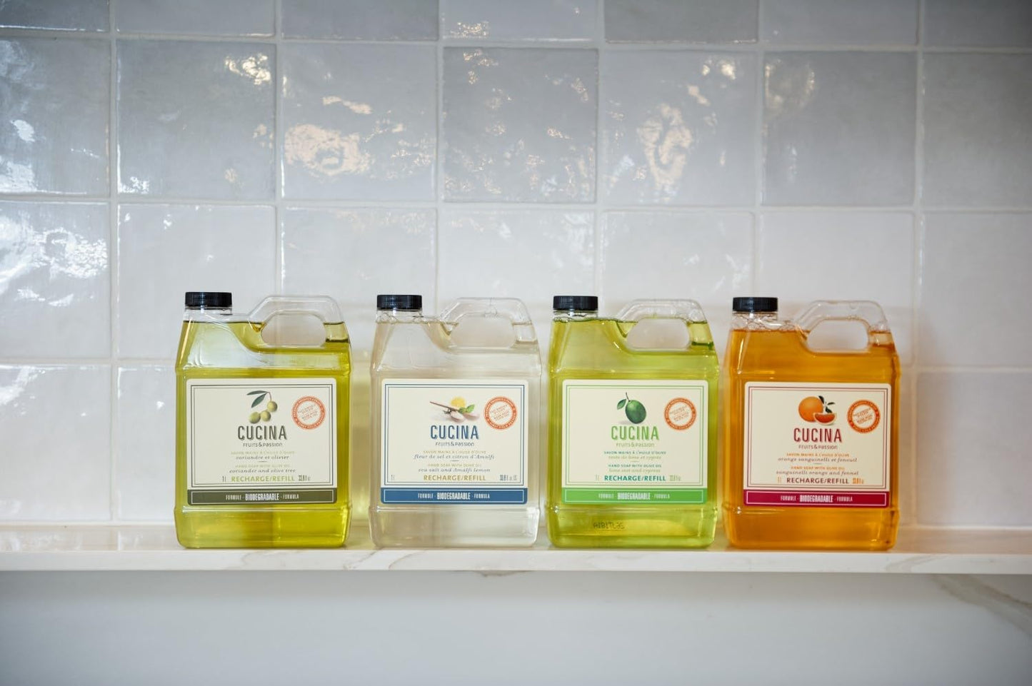 Cucina Fruits & Passion Hand Soap Refill – 1 Liter (33.8 oz) Lime Zest and Cypress – Purifying All Natural Kitchen Hand Soap with Olive Oil – Vegan and Moisturizing Formula