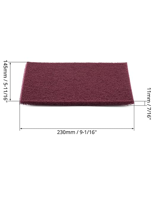 QWORK Scuff Pad Cleaning Pads - 20 Pack, 6" x 9", 7447 Polishing Pads, Aluminum Oxide Hand Pads, Fine Grade, for Automotive Surface Cleaning, Paint Primer, Maroon