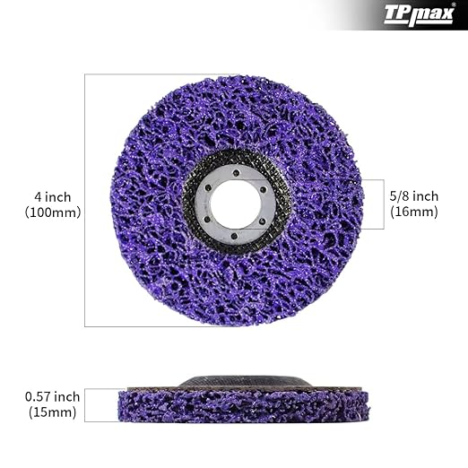 TPmax 4 inch Stripping Discs Rust Remover Discs Remove Paint and Oxidation 5/8 inch Arbor Clean Discs Poly Strip Disc Angle Grinding Wheel - 10 Pack(Purple)