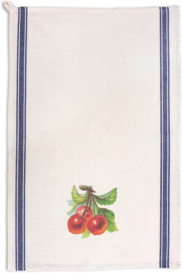 Custom Decor Kitchen Towels Cherry A Food & Beverage Fruit Food & Beverage Fruit Cleaning Supplies Dish Towels Blue Stripe Design Only