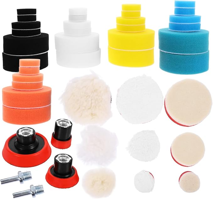 1set Paint Buffing Kit Self-Adhesive Polishing Pads and Wheels Versatile Drill Buffer Attachment for Waxing and Scratch Repair Cars and Boats