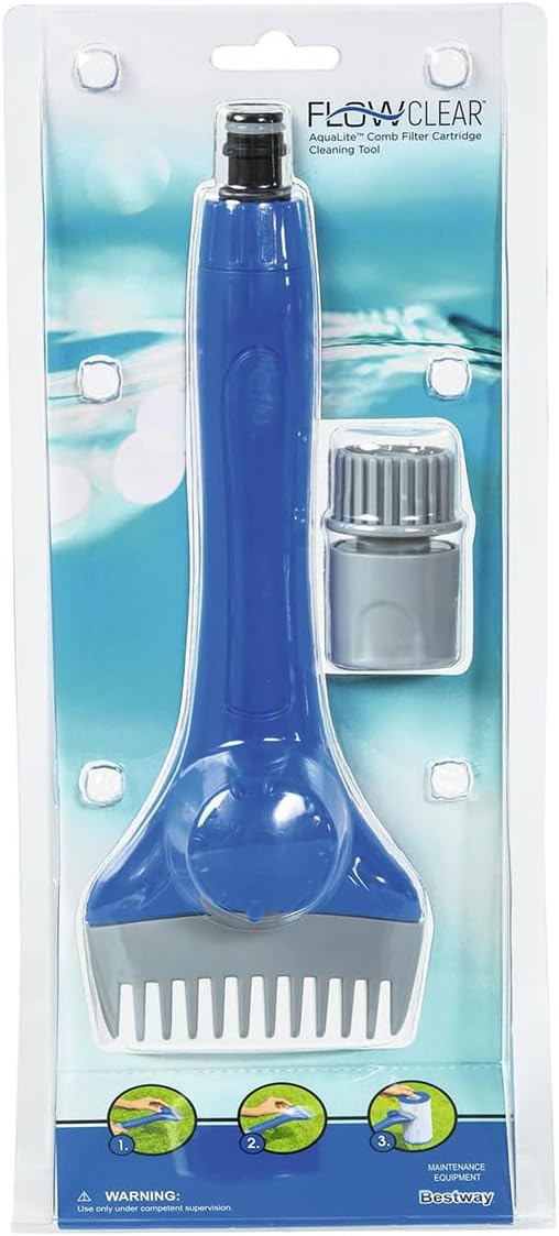 Bestway Flowclear Aqualite Pool Filter Cartridge Cleaning Tool Hose Attachment with Removable Comb Style Head and Water Flow Control Knob