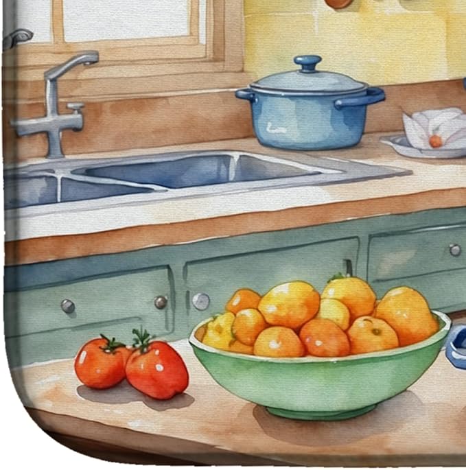 Caroline's Treasures DAC6220DDM Boykin Spaniel The Chef Dish Drying Mat Absorbent Dish Drying Mat Pad for Kitchen Counter Dish Drainer Mat for Countertop, 14 x 21", Multicolor