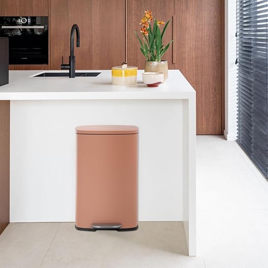 BestOffice 13 Gallon (50L) Trash Can with Lid Garbage Can Commercial Trash Can with Soft-Close Foot Pedal Fingerprint Proof Stainless Steel for Kitchen Home Office Bedroom Bathroom