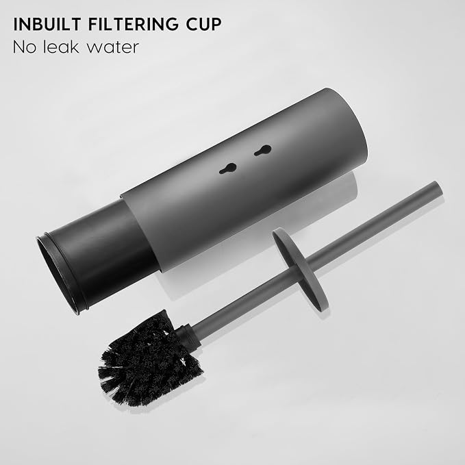 Toilet Brush and Holder Set Grey | Dual-purpose holder, Wall-mounted installation, Surface-mounted installation