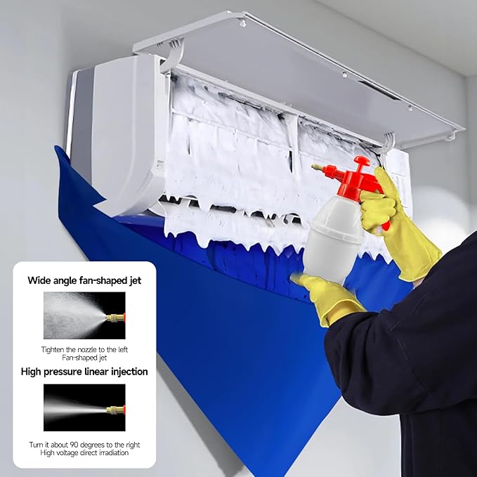 Mini Split Cleaning Kit for Air Conditioner,2 Bottles of air Conditioner Cleaner,2 Air Conditione Waterproof Bag, 4 Wall Mounted Air Conditioner Cleaning Tools,1 Spray Bottle etc.