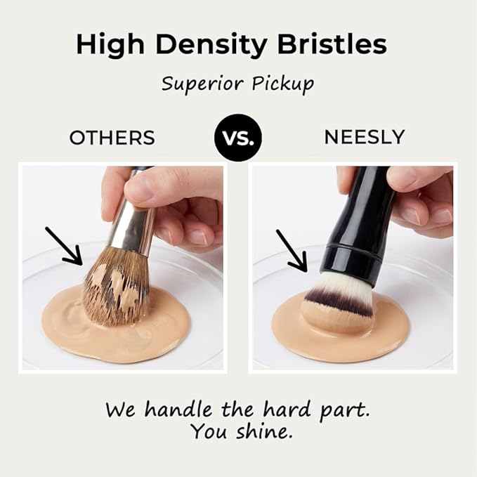 360° Rechargeable Rotating Makeup Brush Set, 5 Vegan Brush Heads, Electric Blending Face Brushes For Foundation, Blush, Powder, Bronzer, Contour, Highlight & Airbrush Finish, Flat Kabuki Brush
