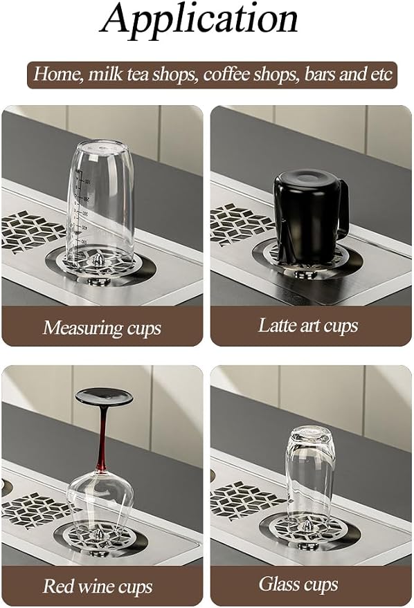 Double Headed Glass Cup Rinser Stainless Steel Glass Washer for Kitchen Sink Bottle Washer Cup Cleaner Sink Attachment Accessories for Home Bar Faucet