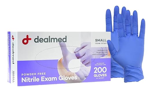 Dealmed Nitrile Exam Gloves Small (200 Count) - Disposable, Latex-Free, Powder-Free, Medical Use