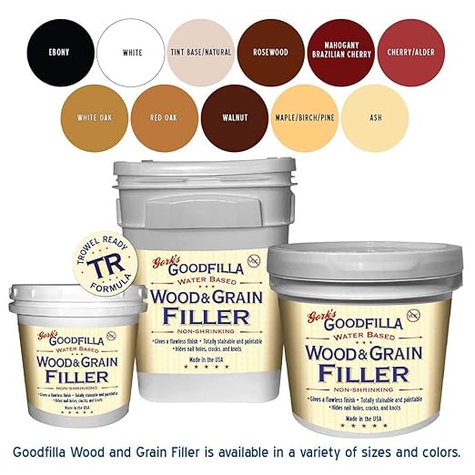 Water-Based Wood & Grain Filler (Trowel Ready) - Ebony - 1 Quart By Goodfilla | Replace Every Filler & Putty | Repairs, Finishes & Patches | Paintable, Stainable, Sandable & Quick Drying