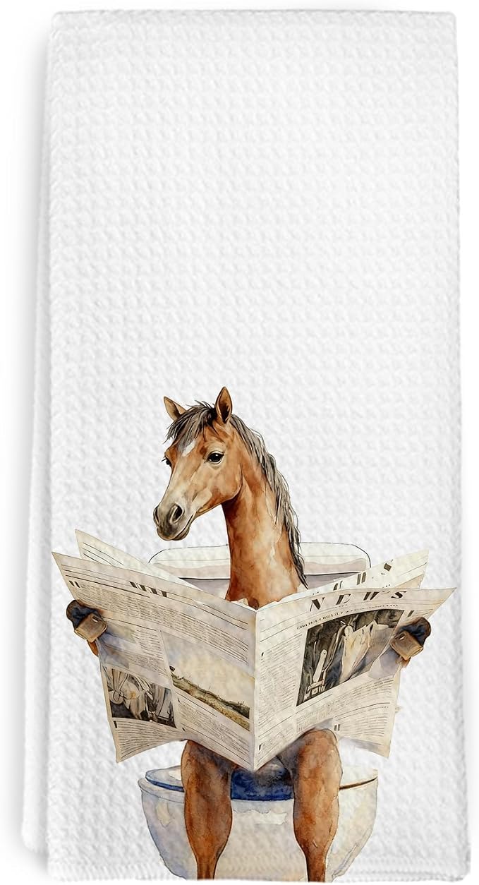 Funny Horse Gifts Hand Towels for Bathroom,Horse Lovers Gift, Animal Kitchen Hand Towels,Horses Owners Gifts,Farmhouse Horses Decorative Tea Towel for Nursery Toilet Bathrooms, 16x24 Inch