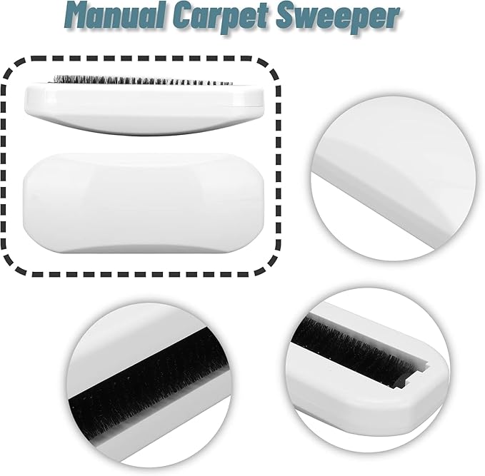 Multi - Functional Table Crumb Sweeper, Handy Rolling Bed Sweeping Brush, Handheld Crumb Sweeper, Soft Bristles Debris Collector for Table, Mat, Bed Sheets, Sofas, Clothes Cleaning Brush (White)