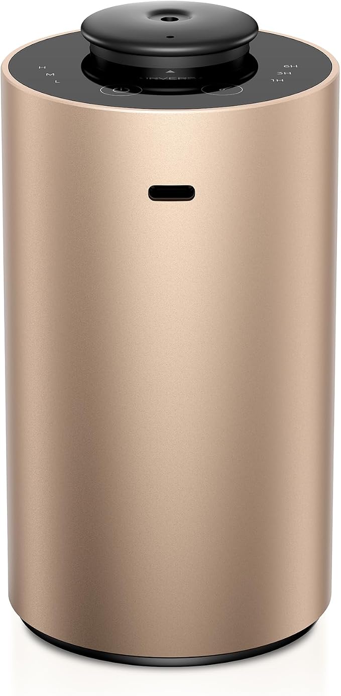Airversa Waterless Essential Oil Diffuser for Home Aromatherapy Scent Diffusers with 3 Countdown Timer Settings or Timer-Off, 3 Mist Levels for Car Room Studio Office, ANX Titanium