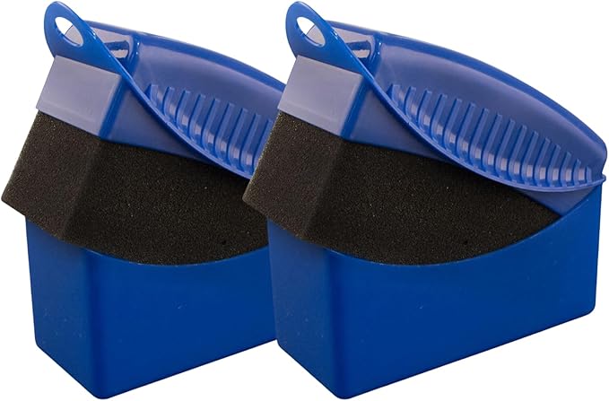 Car Tire Applicator Sponge Set of 2 Supplies Wheel Waxing Pad with Handle Fit for Easy Detailing Ergonomic Designs Reusable Tire Sponge (Blue)
