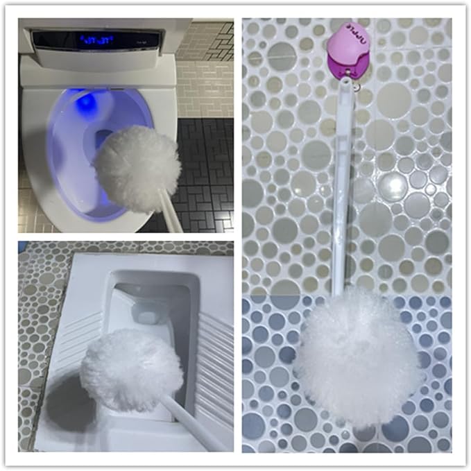 Bowl Brush Toilet Cleaning Brush Set Soft Polyester Head 15x5 inches White (5Pack)