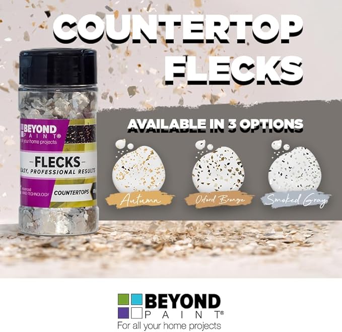 Beyond Paint Smoked Gray Flecks Countertop Makeover Kit with Paint, Sealer, Flecks, and Tools for Countertops, Nantucket