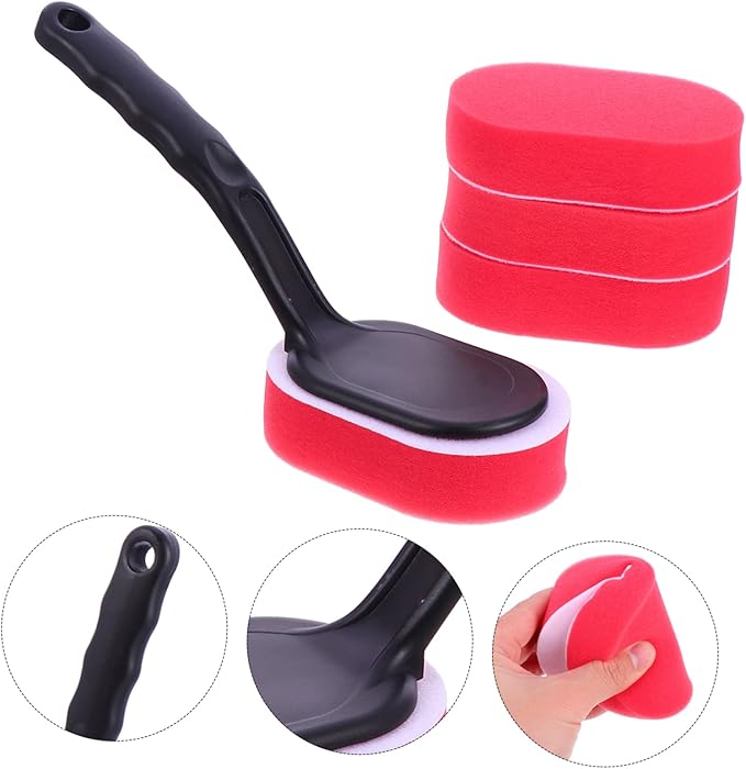 MAGICLULU 15pcs Car Detailing Brush Set Ergonomic Handle Tire Waxing Sponge Applicator for Wheel Cleaning and Maintenance Car Cleaning Tool for Tire Shine and Detailing