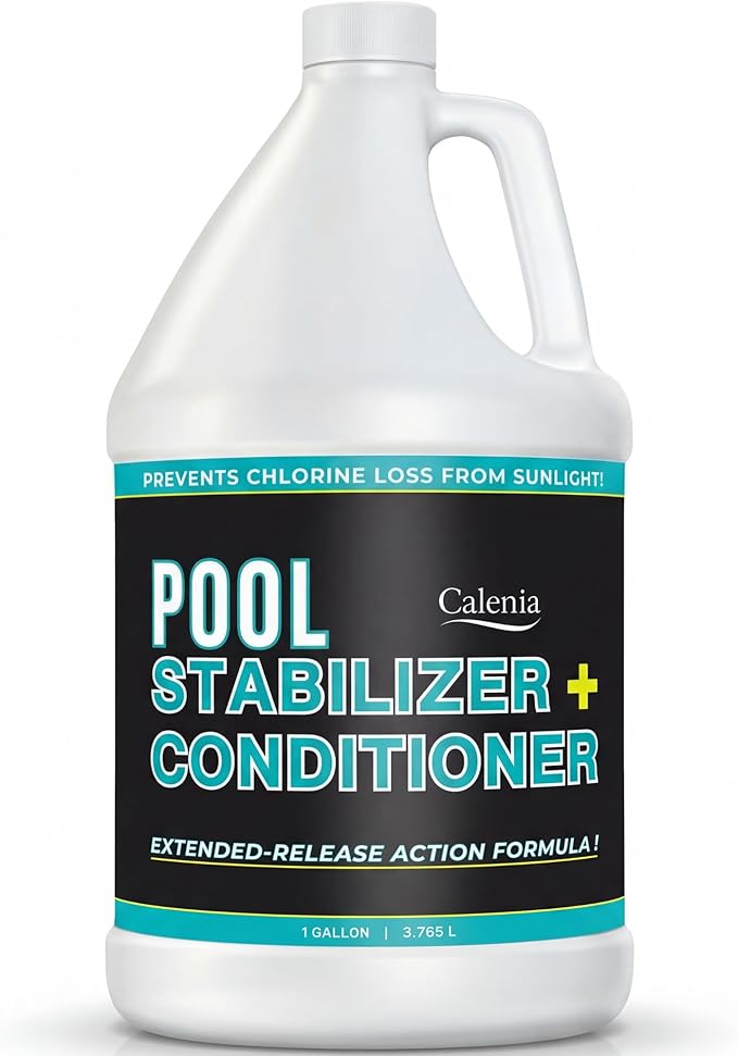 Pool Stabilizer - Cyanuric Acid Pool Stabilizer, Liquid Chlorine Stabilizer for Pool Chemicals, Swimming Pool Conditioner Stabilizer, for Salt Pool & Chlorine, 1 Gallon, Calenia