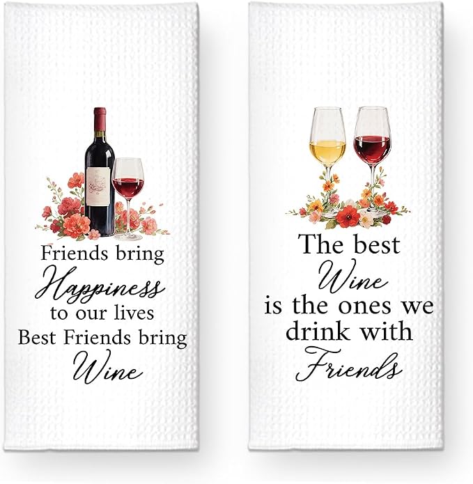 Friends Bring Happiness to Our Lives Kitchen Towels 2 Pack, Towels Set for Friendship Gifts, Bestie Gifts Kitchen Bathroom Decor, Christmas Birthday Gifts for Men Neighbor Mom Friends