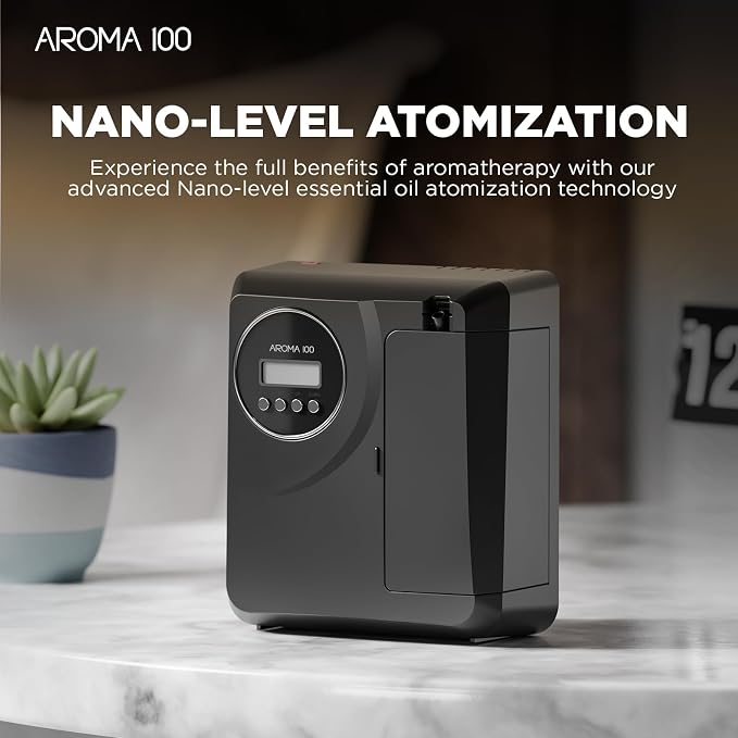 Waterless Diffuser Include Essential Oil, APP Control, Hotel Scent Diffuser Kit for Home Cover 2000sq.ft, Nebulizer Nano Cold Air Freshener Smart Aromatherapy Diffusers for Large Room, Office - Black