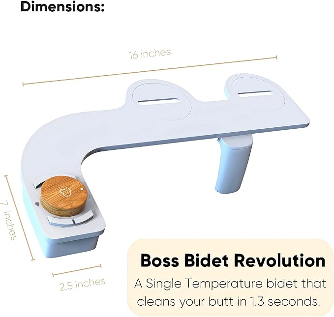 Revolution Cool Water. Bidet attachment for toilet. Luxury design, bathroom bidet sprayer for toilet, auto shut off, non electric, dual nozzle, feminine wash, self cleaning. Bali Bamboo.