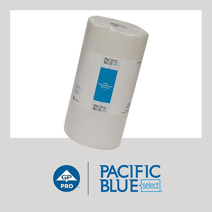 Pacific Blue Select 2-Ply Perforated Roll Paper Towel by GPPRO (Georgia-Pacific), White, 27700, 250 Sheets Per Roll, 12 Rolls Per Case