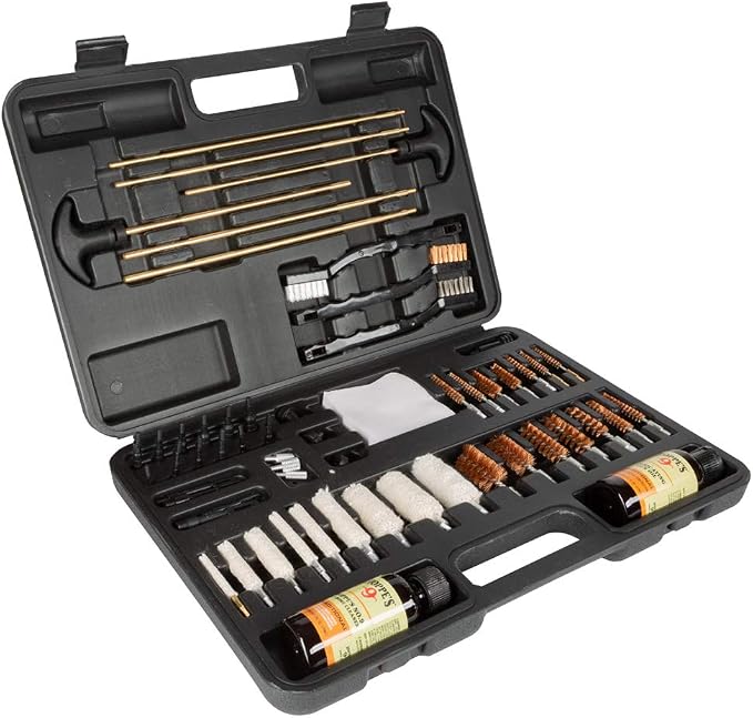 Hoppe's Deluxe Gun Cleaning Kit - 62 Piece Universal Cleaning Kit for Pistols, Rifles, & Shotguns, Includes Oil, Brushes, Rods and More