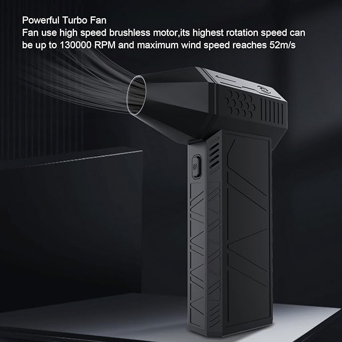 Zunate Compressed Air Duster, 130000RPM Electric Air Duster, 3 Gear Adjustable Blower Fan, High Speed Brushless Motor, Heat Managemen, Mini Dry Blower for Car Home, PC Cleaning