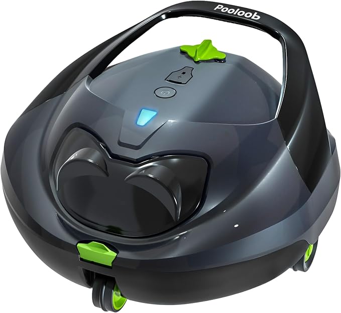 Pooloob Robotic Pool Vacuum Cleaner with Triple-Layer Filtration & Floating Buoy, for Regular Daily Maintenance, Flat Floor Cleaning for Above/In-Ground Pools,NOT for Initial or Deep Cleaning or Swamp