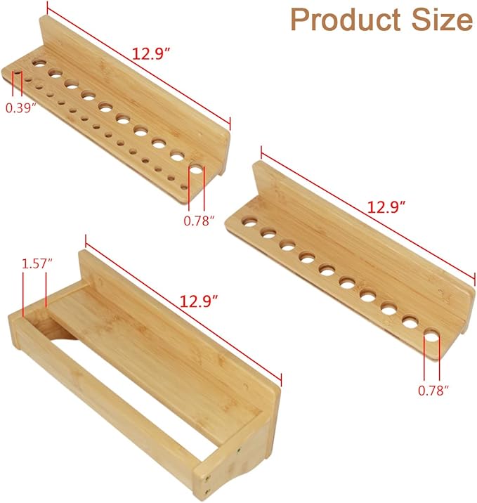 Wall Mounted Screwdriver Rack, Bamboo Pliers Holder Hammer Wall Rack Tools Storage for Garage Workshop - 3 Pack