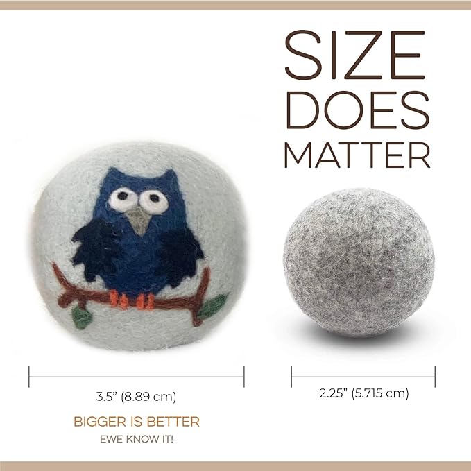 Fluff Ewes Premium Handmade New Zealand Reusable Wool Dryer Balls for Laundry & Baby + Ewe Dew Home Fragrance Aromatherapy Dryer Ball Essential Oil Blend, 2 Pack, Hedgehog & Homies 6 Pack + Cottontail
