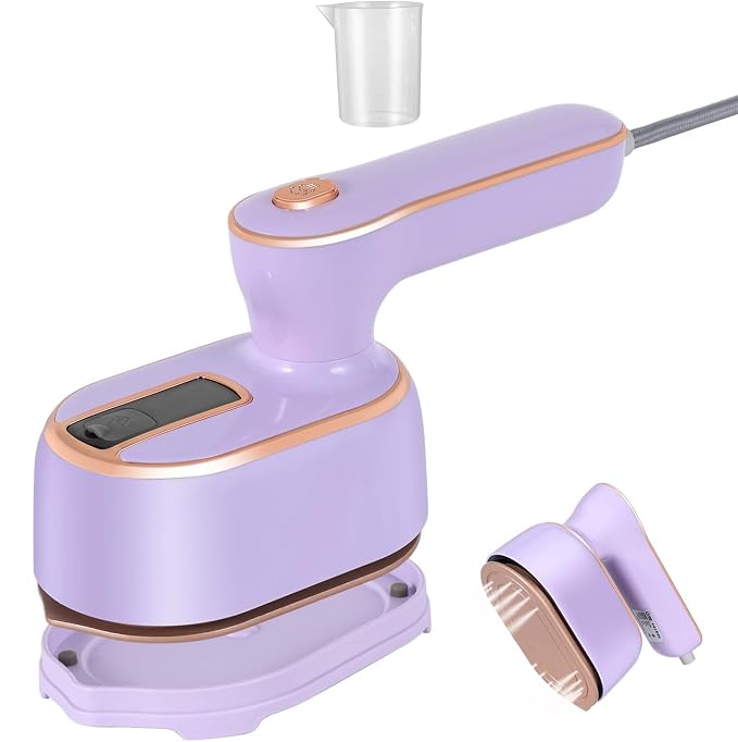 Mini Steam Iron for Clothes, Travel Steamer for Clothes Portable, Micro Steam Iron Mini Handheld Steamer Support Dry And Wet Ironing for Home Travel （Purple）