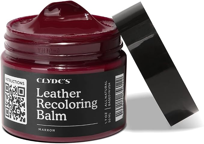 Clyde's™ Leather Company Leather Recoloring Balm – Color Restore & Scratch Repair Kit for Faded Leather Furniture, Car Seats, Sofa & Vinyl | 23 Colors | Non-Toxic Dye