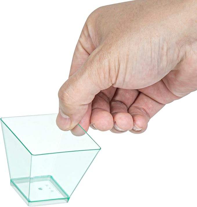 Restaurantware 2 Ounce Mini Kova Cups 20 Square Small Appetizer Cups - Lids Sold Separately Heavy-Duty Seagreen Plastic Parfait Cups Serve Mousse Puddings Or Samples For Weddings Or Parties