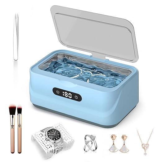 Ultrasonic Jewelry Cleaner: 48Khz Ring Cleaner Ultrasonic Machine with Digital Timer, 4 Cleaning Modes, 24W Sonic Cleaner for Jewelry, Glasses, Retainer, Watch Strap, Home & Travel Use, 13.5oz