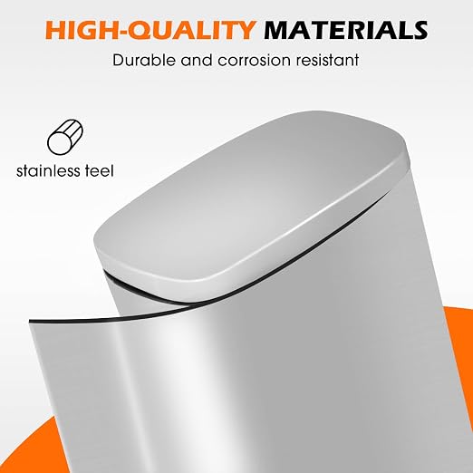 BestOffice 8 Gallon (30L) Trash Can with Lid Garbage Can Commercial Trash Can with Soft-Close Foot Pedal Fingerprint Proof Stainless Steel Can for Kitchen Home Office Bedroom Bathroom