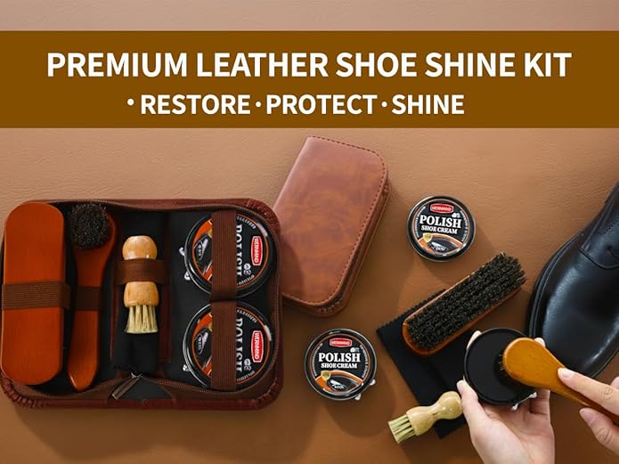 Black Brown Shoe Polish Kit Saddle Soap Mink Oil Leather Boot Shoe Shine Kit Conditioner Cream Wax Care Clearner Set