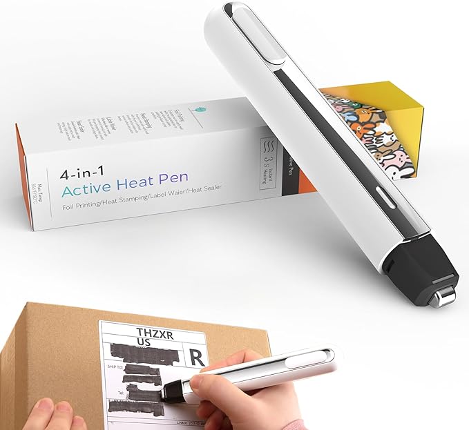 Identity Theft Protection Pen for Permanent Erasing Receipt, Shipping Label, or Any Thermal Prints - Multipurpose Use as Portable Food Bag Heat Sealer, Foil Quill, and Heat Press Pen. (Pure White)