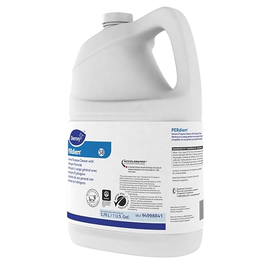 Diversey 94998841 PERdiem General Purpose Cleaner with Hydrogen Peroxide, for Floors, Bathrooms & Hard Surfaces, Liquid Concentrate, 1-Gallon (Pack of 4)