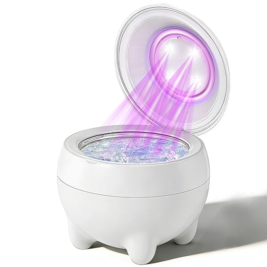 Ultrasonic Retainer Cleaner Machine 45kHz, Ultrasonic Denture Cleaner with UVA +UVC for Aligner, Nightguard, Mouthguard etc Oral Dental Care, (White)