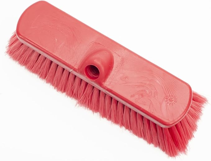 SPARTA 41278EC05 Flo-Thru Plastic Wall Scrub Brush, Equipment Brush With Soft Nylex Bristles For Industrial Kitchens, Hospitals, Commercial Cleaning, 4 Inches, Red