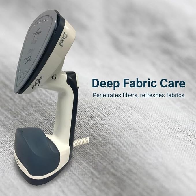 Eurosteam Duet 2-in-1 Iron & Garment Steamer with 180° Rotary Head | 1000W 2-in-1 iron and garment steamer. Features patented 180° rotating head, ceramic soleplate & removable tank.